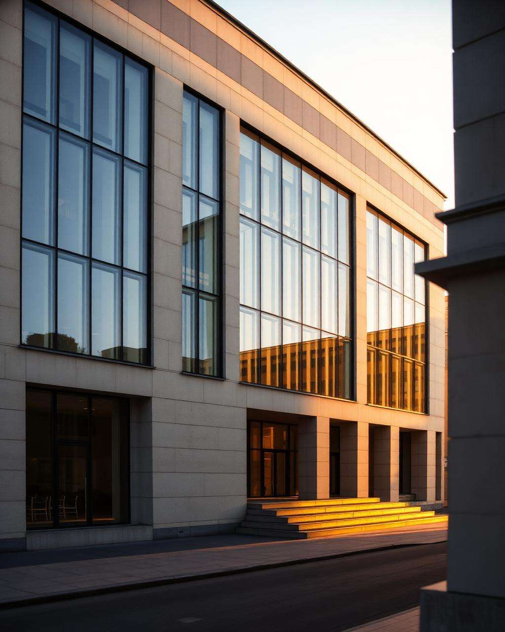 Institutional building in Berlin at golden hour